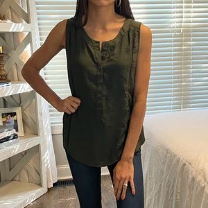 Olive Green Sleeveless Blouse - Size S